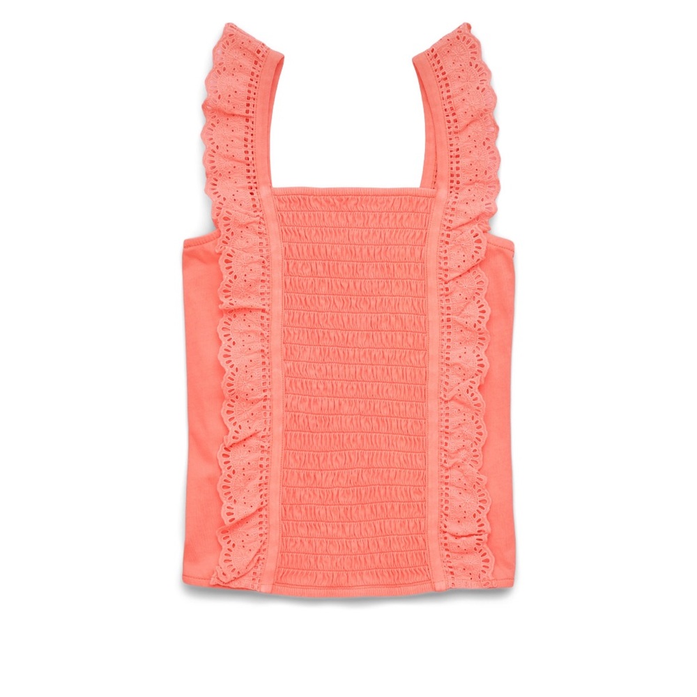 Girls Juniors Neon Smocked ruffle lace tank size M (10)